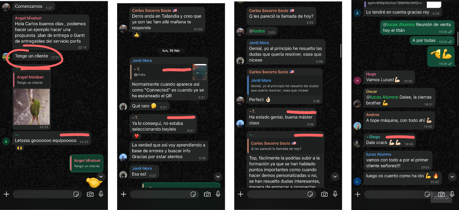 Conversaciones reales con clientes del programa